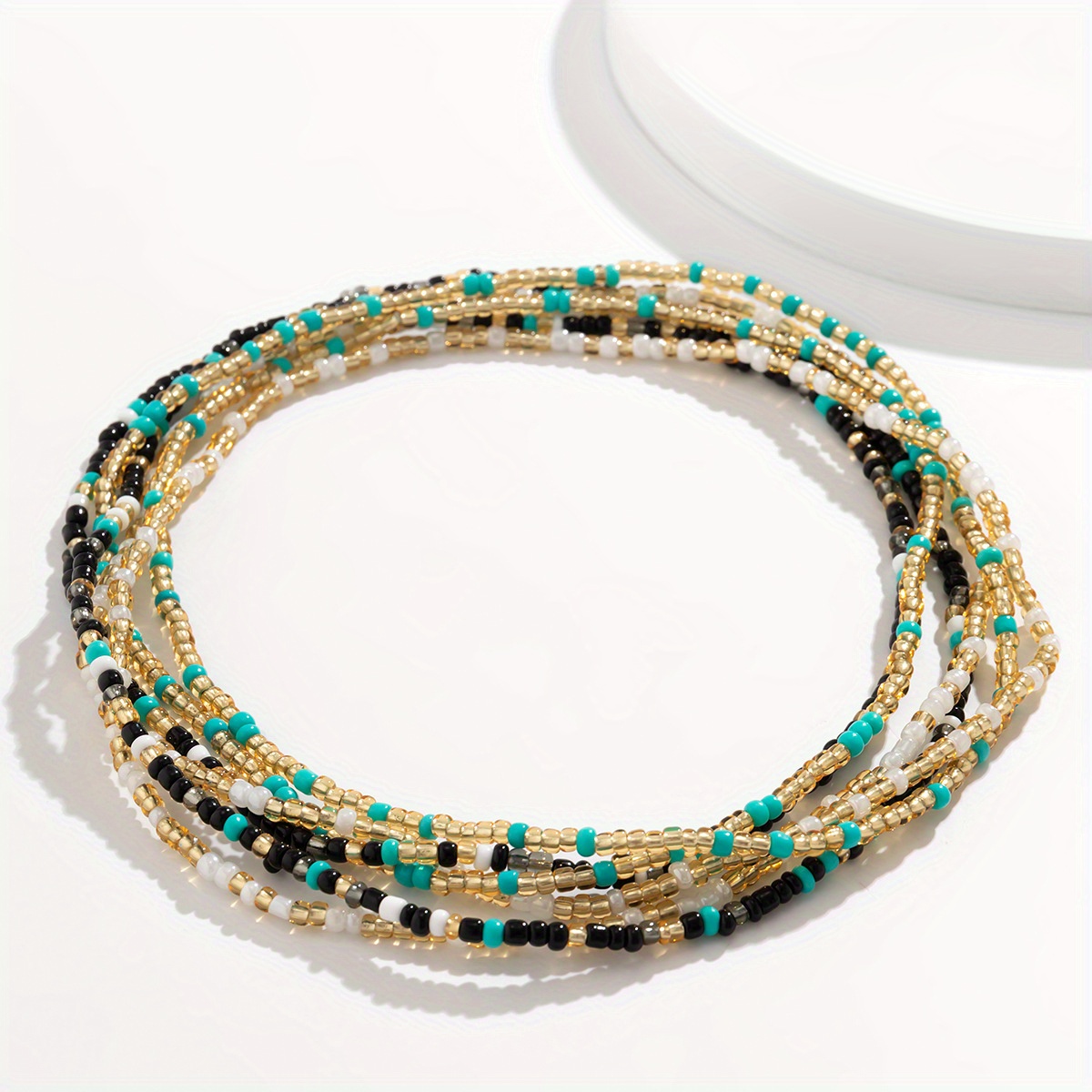 Colorful Mixed Glass Bead Body Chain for Summer Beach Vacation